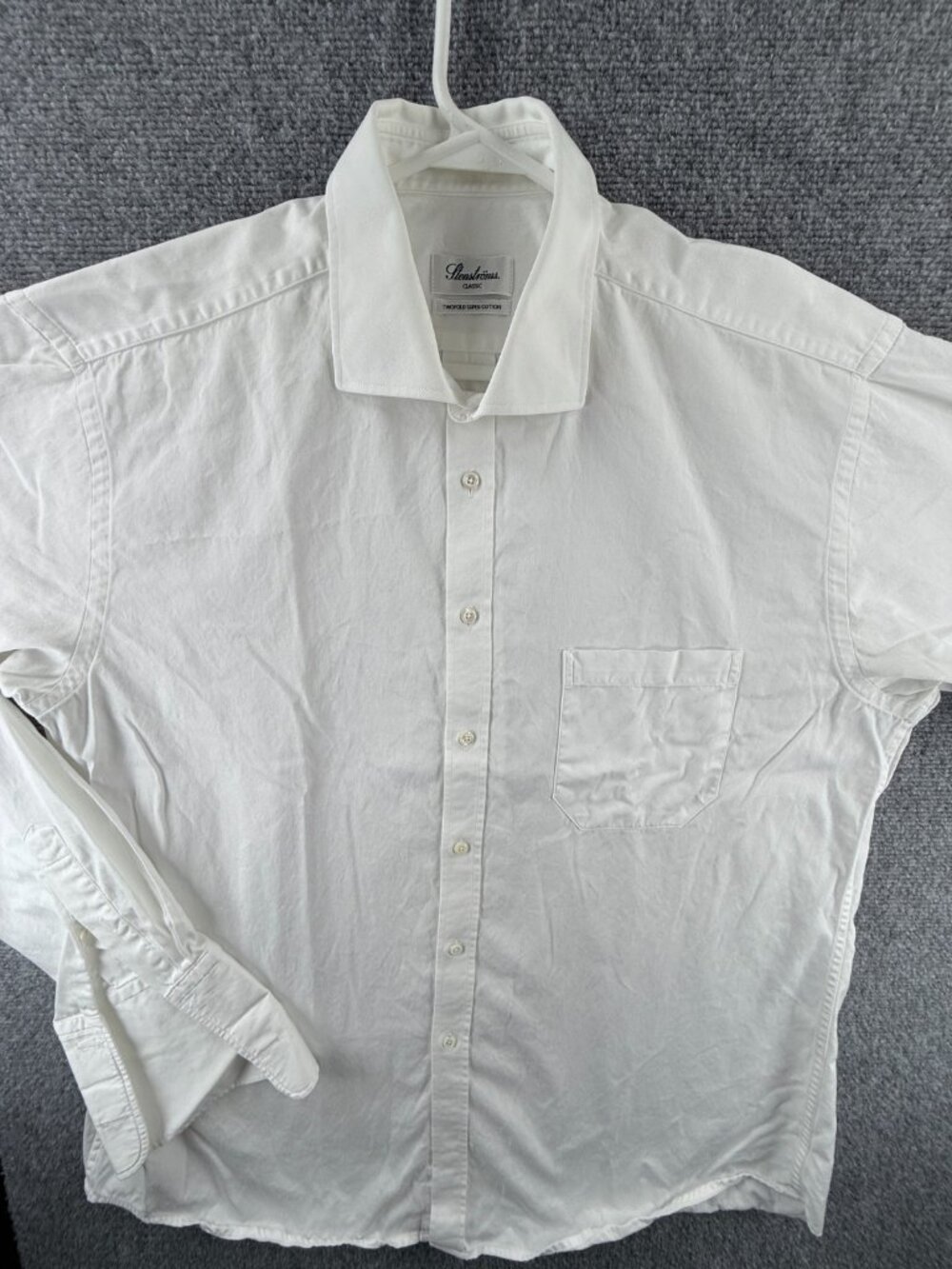 Stenstroms All Cotton Classic Twofold Super 44 White Shirt Long Sleeve Men Solid